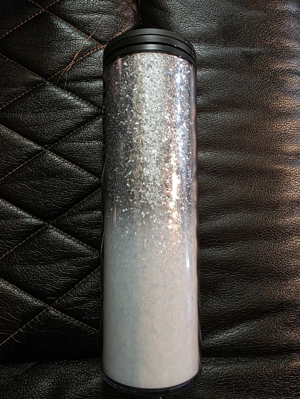 STARBUCKS 2018 Tumbler Glitter Sparkle Silver and White Ombré 16 Oz Collectible